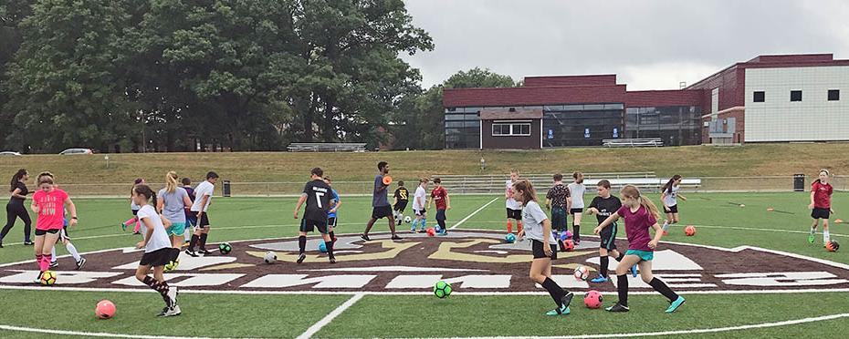 Children at a soccer camp